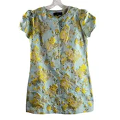 ABBEY GLASS Size SMALL Light Blue/White Floral Short Sleeve Polyester DRESS