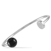 Calvin Klein Bubbly Stainless Steel Onyx Open Bangle Bracelet KJ9RMF04010S