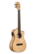 All Solid Flame Maple Cutaway Baritone Ukulele w/ EQ & Bag