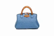 Duchesse De Bourgogne Medium Blue Ostrich Handbag