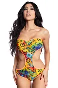 Bandeau Romper-Lycra-Orange Peace