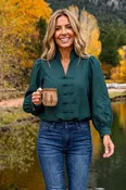 Astraea Long Sleeve V-Neck Top : Hunter Green