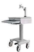 DMED1-C Sit to Stand Mobile Medical Computer Cart lockable Laptop Drawer, Monitor Stand & Keyboard Shelf