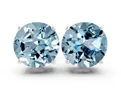 10K White Gold 2.13 Carat Round Aquamarine Stud Earrings