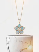 14KT Rose Gold Pendant with Diamond Inlay