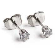 3mm Clear Cubic Zirconia Earrings in Silver