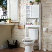 7-Shelf Over-Toilet Bathroom Space-Saver Cabinet, White