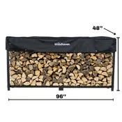 8ft Firewood Rack with Black Cover | Holds 1 Face Cord