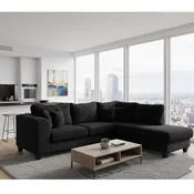 1200 Strada Black Chaise Sectional