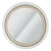 23" x 23" Rustic Wood Framed Round Wall Mirror with Inlaid Rope White/Brown - Head West: Includes Mounting Hardware, No Assembly Required
