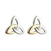 10k Gold, Silver and Diamonds Trinity Knot Earrings