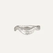 14K White Gold Double Swirl Women's Ring with Flower Beads on the Sides