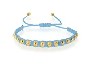 4mm Gold Bead Macrame Adjustable Bracelet - Light Blue