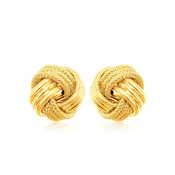 10k Yellow Gold Love Knot with Ridge Texture Earrings