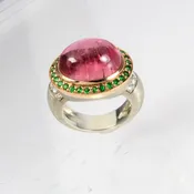 14kt Rose Gold &amp;amp; G-Metal Silver Tourmaline Ring