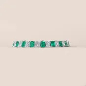 Alternating Colombian Emerald and Diamond Tennis Bracelet