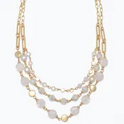 3 Tiered Gold & Glass Bead Necklace