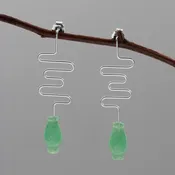 925 Sterling Silver Natural Aventurine Vase Drop Earrings