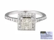 14K White Gold 0.75 CT G-H I1 Square Modified Brilliant Diamond Engagement Ring