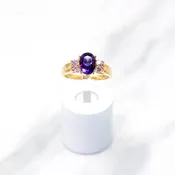 Amethyst and Diamond Ring in 14kt Yellow Gold
