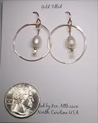 14K Gold Filled Handmade earrings circle w/white pearls