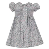 Anavini - Florence Pink & Blue Floral Smocked Dress