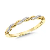 10K YELLOW GOLD & DIAMOND CRISSCROSS STACKABLE GRATITUDE BAND