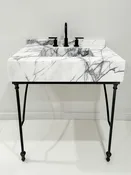 Limited Edition: Marble and Matte Black Console Vanity — Ultimate Granite and Stone Gallery