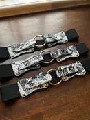 Claiborne Belt in Black/White Faux Python
