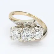 14k Gold Cocktail Ring with 0.6ct Diamond and White Gold Accents