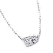 0.75Ct Heart & Emerald Shape Cluster Diamond Pendant Necklace