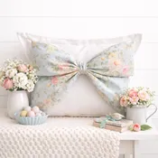 Blue Floral Snap-It Bow – Interchangeable Pillow &amp;amp; Bag Accessory