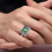 6.8 Ct Nano Russian Emerald Men Ring