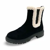 Ann Taylor Boots — Black suede with faux shearling trim — Size 7