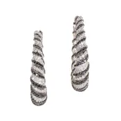 18K White Gold Zebra Hoop Earrings CED8838