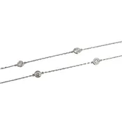 14k White Gold 10 Station Diamonds by the Yard Necklace 1.91ctw G VS2 18" 4.2g
