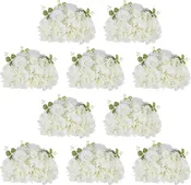 Artificial Flower Ball Arrangement Bouquet Centerpiece for Tables - White Fake