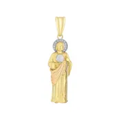 14K Tricolor CZ Saint Jude Pendant