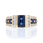 3 Row Sapphire & Diamond Ring