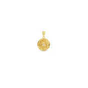 GC Originals 14K Yellow Gold GC Original Diamond Cut .04ct Lab Diamond Camellia Pendant Mini