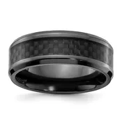 Black Zirconium 8mm Carbon Fiber Inlay Mens Band