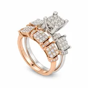 18K Rose & White Gold Diamond Solitaire with Rose Gold Band