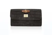 Chez Elle Black Alligator Suede Chain Bag