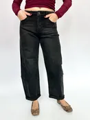 Adalee High Rise Crop Barrel Cuffed Hem Jeans