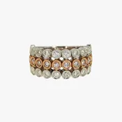 14KT White and Rose Gold 1.00CTW Earth Mined 3 Row Diamond Bezel Set Ring