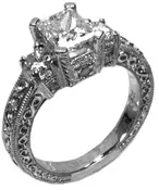 1 1/2ct Princess Cut Three stone ring