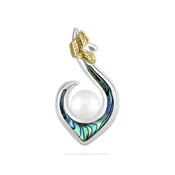 Sterling Silver and 14K Yellow Gold Fisherman's Hook Pendant with Abalone Inlay