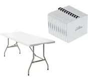 Folding Table Heavy Duty Plastic Fold-in-Half Utility