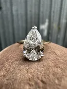 14K Two Tone Lab Grown Diamond Pear Hidden Halo Engagement Ring — Blueground