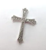 10k White Gold Diamond Cross Religious Christian Catholic Slider Pendant 7/8''